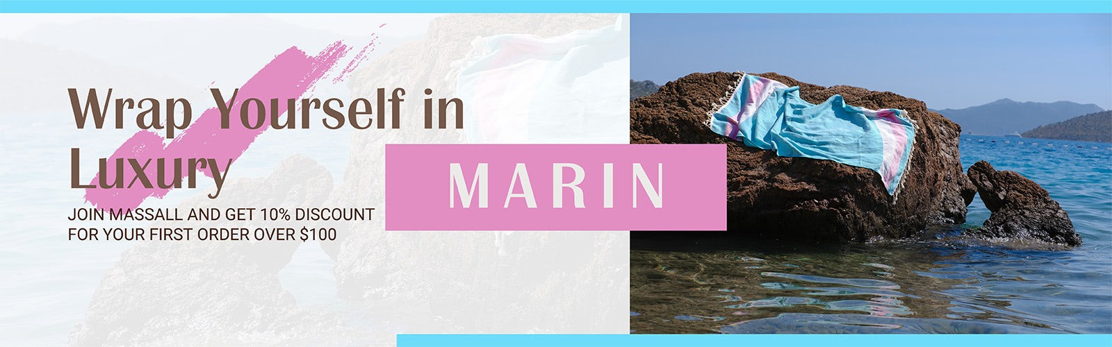 Massall MARİN Beach Towel I Pink/Turquase I 460 gr - Massall