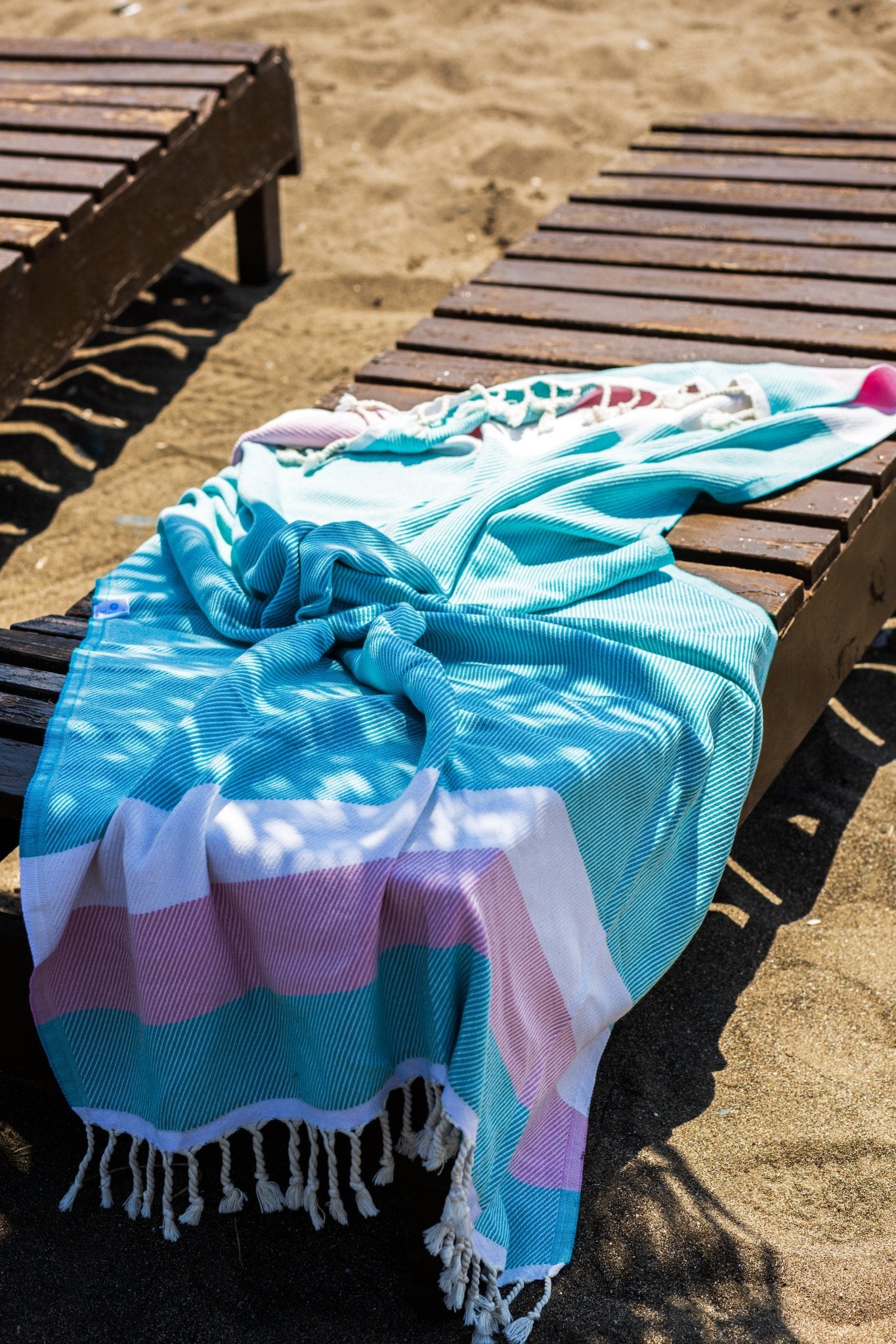 MARİN Turkish Towel I Pink/Turquoise I 460 gr - Massall